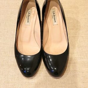 LK Bennett Black Patent Wedges